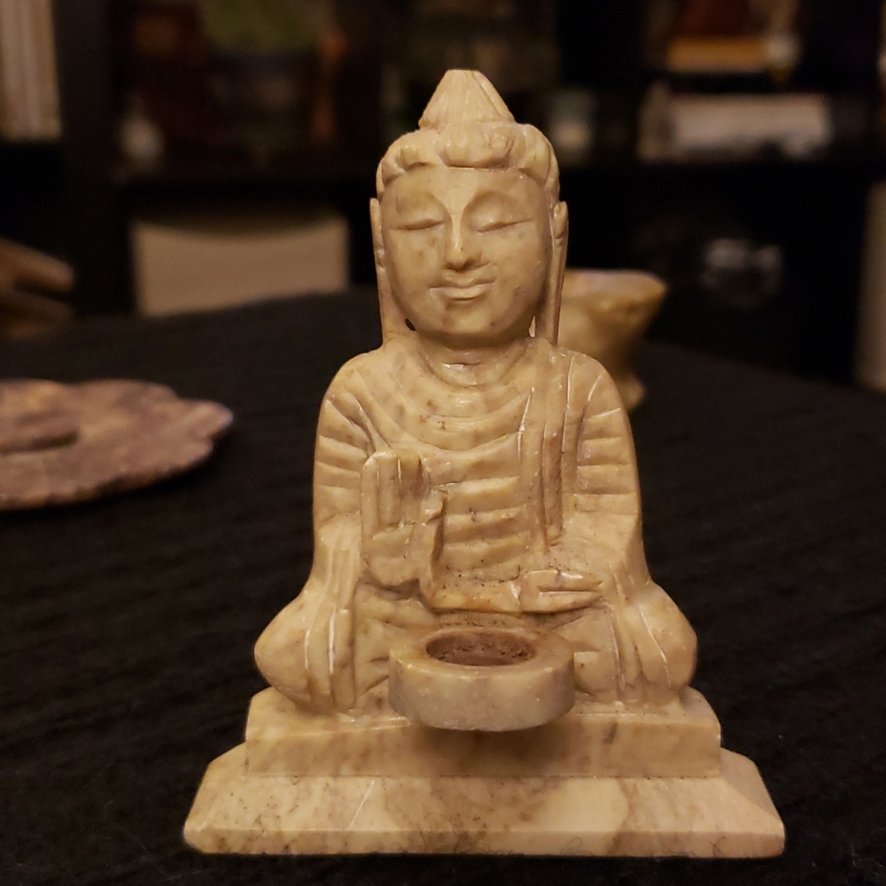 Hand-Carved Soapstone Buddha Incense Burner
